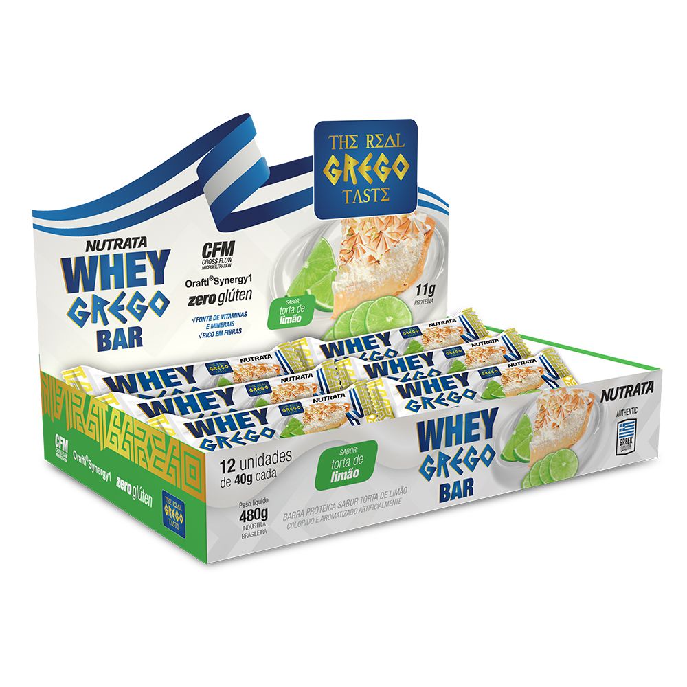 Whey Grego Bar - Caixa 12 Barras 40g cada - Nutrata